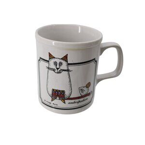 Marge Levine Anticipation Cat Mouse Mug Coffee Tea Vintage 93730